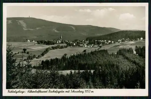 Foto AK Fichtelgebirge Höhenluftkurort Bischofsgrün mit Schneeberg 1936 gelaufen