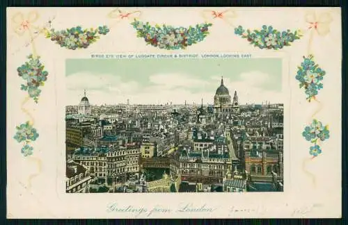 AK Präge Veilchen BIRDS EYE VIEW OF LUDGATE CIRCUS DISTRIOT LONDON LOOKING 1910