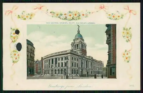 AK Präge Margeriten - NEW CENTRAL CRIMINAL COURT, OLD BAILEY, LONDON - um 1910