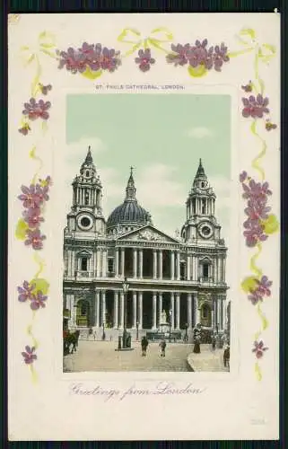 AK Präge Veilchen - Greetings from London Saint Paul´s Cathedral - um 1910