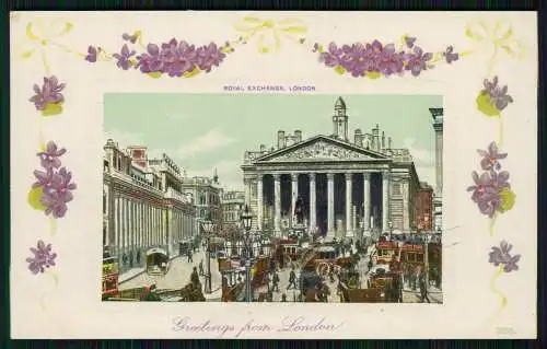 AK Präge Veilchen - Greetings from London ROYAL EXCHANGE, LONDON - um 1910