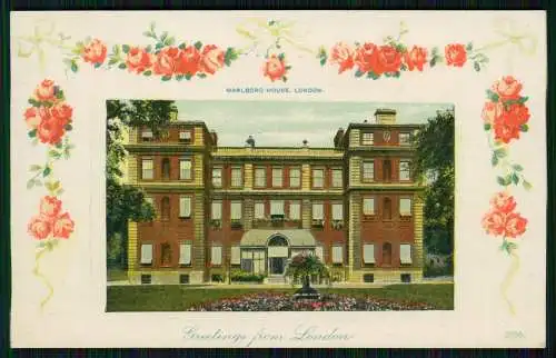 AK Präge Rosen - Greetings from London Marlborough House - um 1910