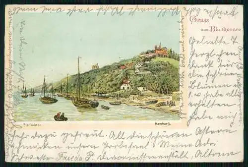 AK Litho Hamburg Altona Blankenese, Blick auf den Süllberg, Schiffe 1900 gel.