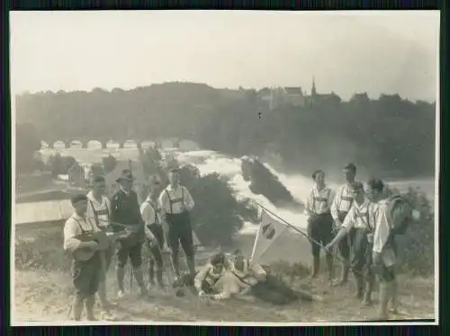 2xFoto 11x8 junge Bayern Lederhose Tracht Schaffhausen Rheinfall Wasserfall 1929