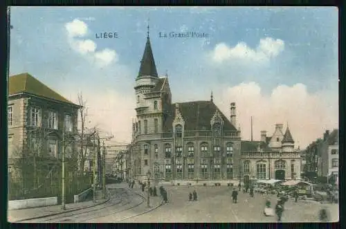 AK 1. WK Liège Lüttich Wallonien, La grande Poste 1914 Feldpost gelaufen