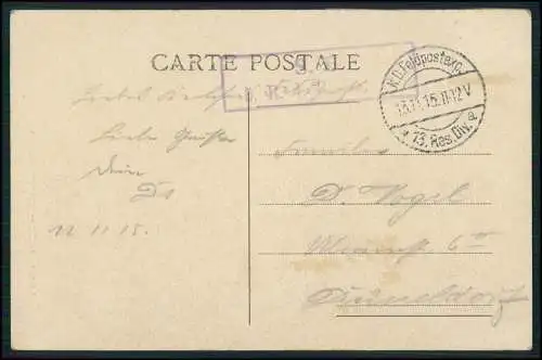 AK 1. WK Valenciennes Eglise St-Gery 1915 Feldpost gelaufen