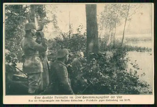 AK 1.WK Patrouille Soldaten im Überschwemmungsgebiet der Yser 1915 Feldpost gel.