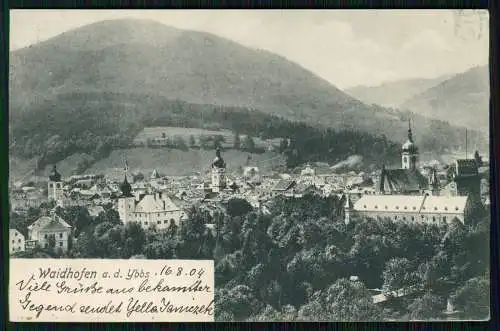 AK Waidhofen an der Ybbs Blick über die Stadt, Kirche, Türme 1904 gelaufen