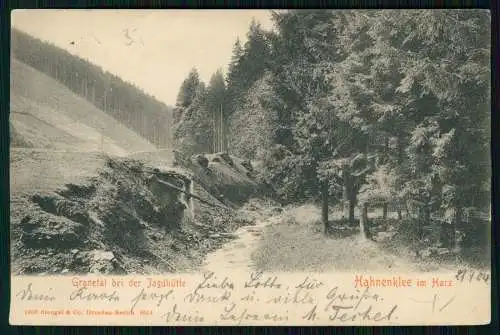 AK Granetal bei der Jagdhütte Hahnenklee Bockswiese Goslar 1904 gelaufen