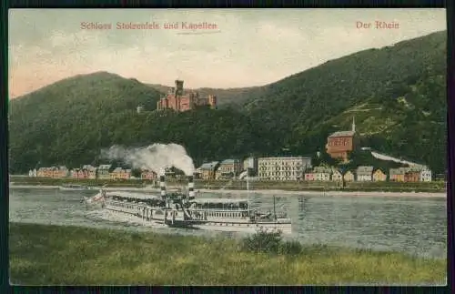 AK Capellen Kapellen Stolzenfels Koblenz am Rhein, Burg, Dampfer 1911 gelaufen