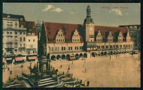 AK  Leipzig in Sachsen altes Rathaus Denkmal Feldpost 1918 gelaufen Volkmarsdorf