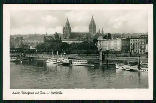 Foto AK Mainz Rheinfront Dom Stadthalle Dampfer Rheinlust Stolzenfels Feldpost