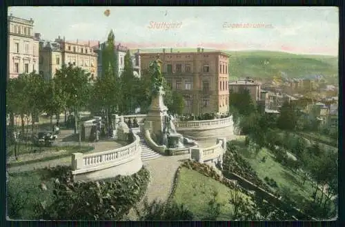 AK Stuttgart, Eugensbrunnen gelaufen 1908 Stuttgart Postamt Nr. 2