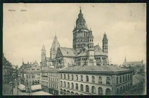 AK Mainz am Rhein, Dom, von der Mathildenhöhe gesehen 1909 Bahnpost gelaufen