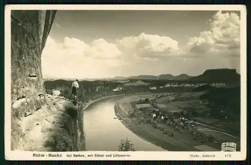 Foto AK Postkarte Rahmhanke bei Rathen mit Elbtal und Lilienstein Sächs. Schweiz