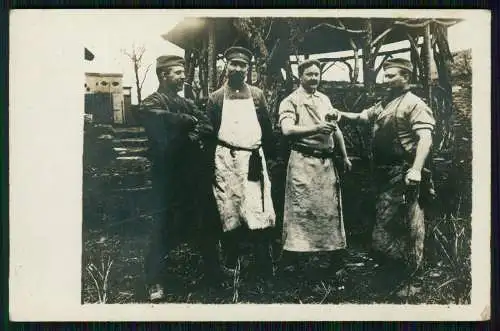 2x Foto AK 1. WK Soldaten Gesangsabteilung der Landschlachterei-Abteilung 56/57