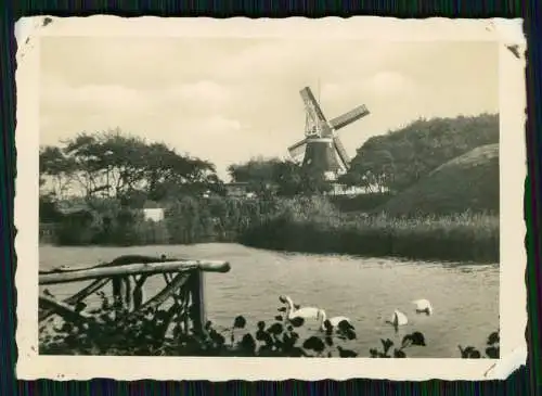 Foto Norderney Partie an der Napoleonschanze mit Windmühle 1936