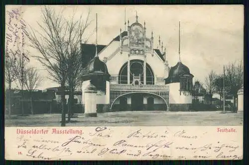 AK Düsseldorf am Rhein Gewerbeausstellung 1902 gelaufen Ansicht der Festhalle