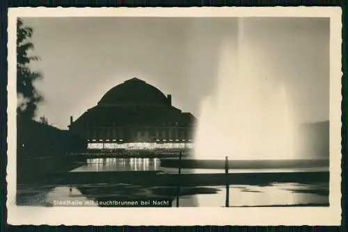 Foto AK Hannover Leuchtbrunnen der Stadthalle bei nacht 1941 Feldpost gelaufen