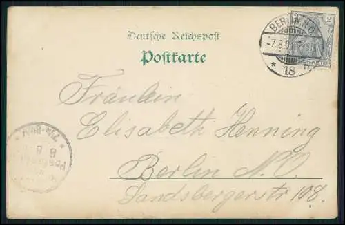 AK Jugendstil Frauen-Portrait mit Hut und Blüten 1901 Berlin gelaufen