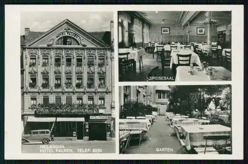 3x Foto u. AK Heilbronn am Neckar Hotel Falken und Badeanstalt Freibad 1940