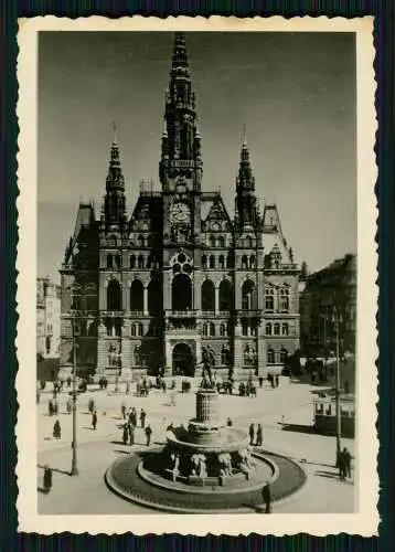 3x Foto Liberec Reichenberg Stadt Rathaus mit Brunnen Adolf Hitler-Platz 1939