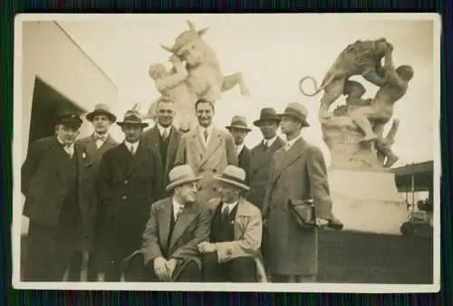 4x Foto Messe Wettkampf Ringen Hintergrund Skulpturen Bulle Löwe Leipzig ? 1933