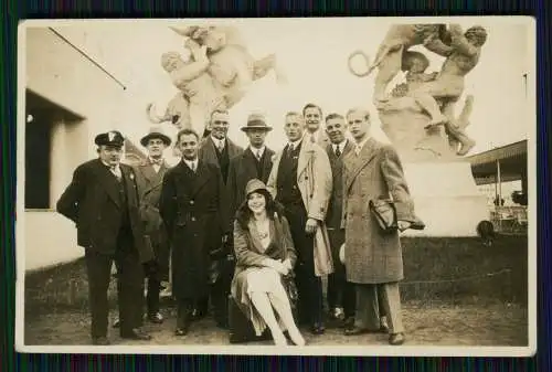 4x Foto Messe Wettkampf Ringen Hintergrund Skulpturen Bulle Löwe Leipzig ? 1933