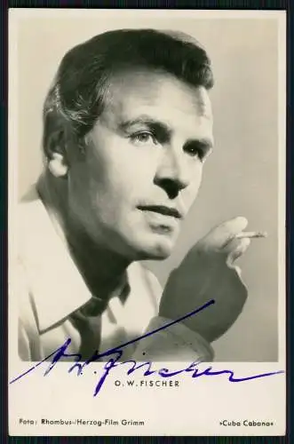 Foto AK Schauspieler O.W. Fischer, Portrait, Cuba Cabana, Zigarette Autogramm