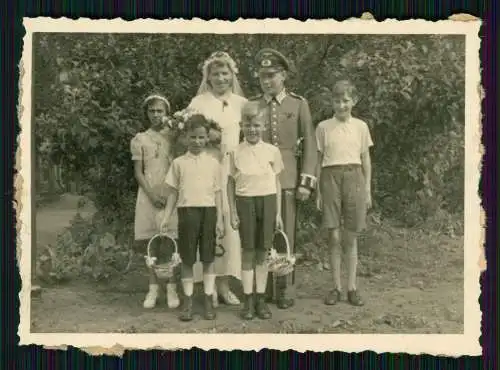 6x Foto Soldat der Wehrmacht Hochzeit Braut Bräutigam Blumen-Kinder uvm. 1941