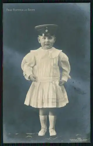 Foto AK Prinz Berthold von Baden als Kind Standportrait 1911 Bahnpost gelaufen