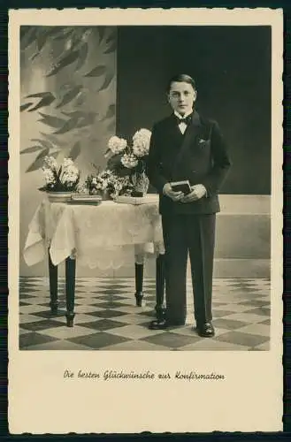 Foto AK Glückwunsch Konfirmation Konfirmand - Landpoststempel Westerwald 1934-36