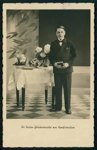 Foto AK Glückwunsch Konfirmation Konfirmand - Landpoststempel Westerwald 1934-36