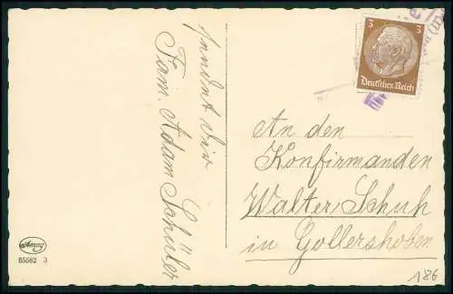 Foto AK Glückwunsch Konfirmation Konfirmand - Landpoststempel Westerwald 1934-36