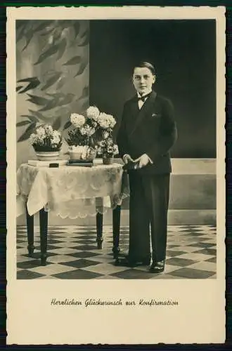 Foto AK Glückwunsch Konfirmation Konfirmand - Landpoststempel Westerwald 1934-36