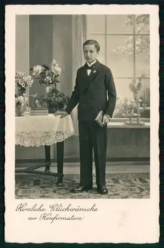 Foto AK Glückwunsch Konfirmation Konfirmand - Landpoststempel Westerwald 1934-36