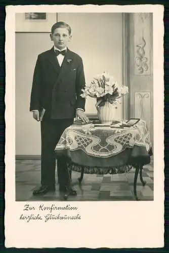 Foto AK Glückwunsch Konfirmation Konfirmand - Landpoststempel Westerwald 1934-36