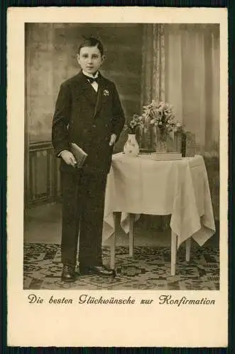 Foto AK Glückwunsch Konfirmation Konfirmand - Landpoststempel Westerwald 1934-36