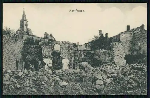 AK 1. WK Montfaucon d'Argonne Meuse Kirche und Häuser Kriegszerstörungen 1915