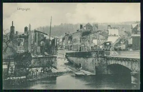 AK 1. WK Longuyon Meurthe et Moselle, Blick von der Stadtbrücke 1915