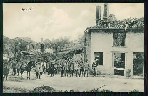 AK 1. WK Apremont deutsche Soldaten Dorfstraße Kriegszerstörung