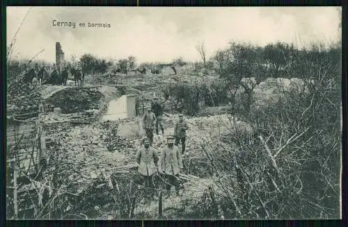 AK 1. WK Cernay en Dormois Marne deutsche Soldaten Kriegszerstörungen