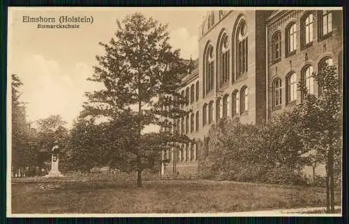 2x AK Elmshorn in Holstein Panorama Wasserturm und Bismarckschule 1933 gelaufen