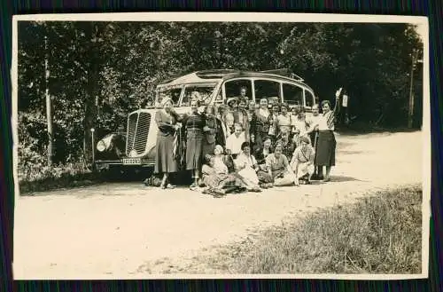 4x Foto Damen Mädchen Zöpfe 1938 mit Bus Omnibus IZ-2263 Rheinprovinz Düsseldorf