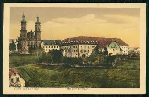 AK Kirche St. Peter im Hochschwarzwald Hotel zum Hirschen 1939 Feldpost gelaufen