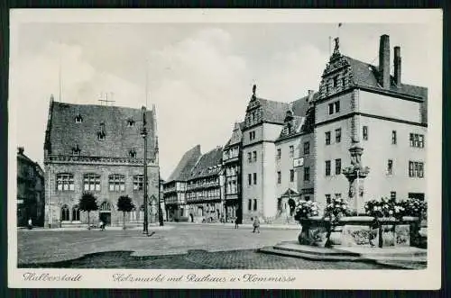 AK Halberstadt in Sachsen Anhalt Holzmarkt Rathaus und Kommisse 1941 gelaufen