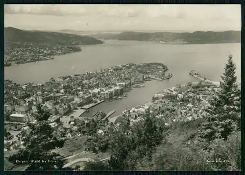 Foto AK Bergen Norwegen Utsikt fra Floien um 1940