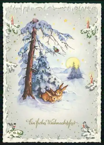 AK Weihnachtsfest Hasen - Landpost-Stempel St. Annen Dithmarschen Heide Holstein