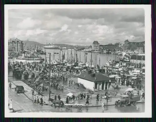 3x Foto und AK Bergen Norwegen Norge Fisketorvet Fischmarkt