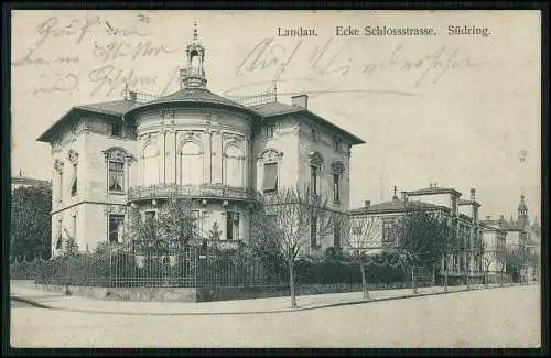 AK Landau Pfalz Ecke Schloßstraße Südring mit große Villa 1915 Feldpost gelaufen